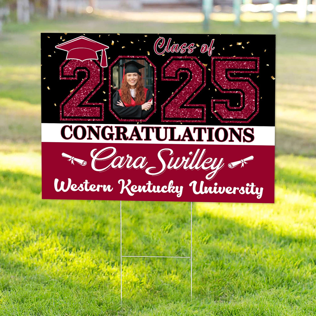 GeckoCustom Custom Photo Congratulations Class Of 2025 Graduation Yard Sign HO82 893460