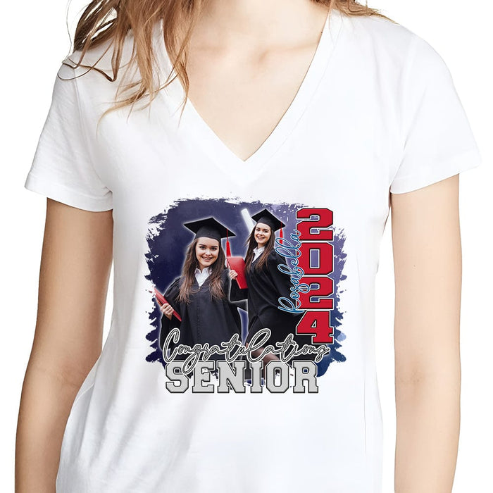 GeckoCustom Custom Photo Congratulations Senior 2024 Graduation Bright Shirt T368 890122
