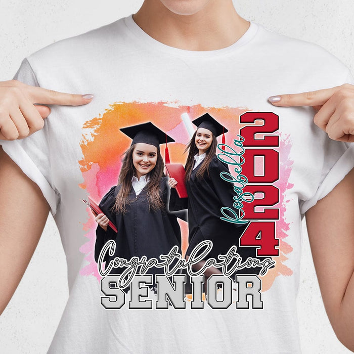 GeckoCustom Custom Photo Congratulations Senior 2024 Graduation Bright Shirt T368 890122