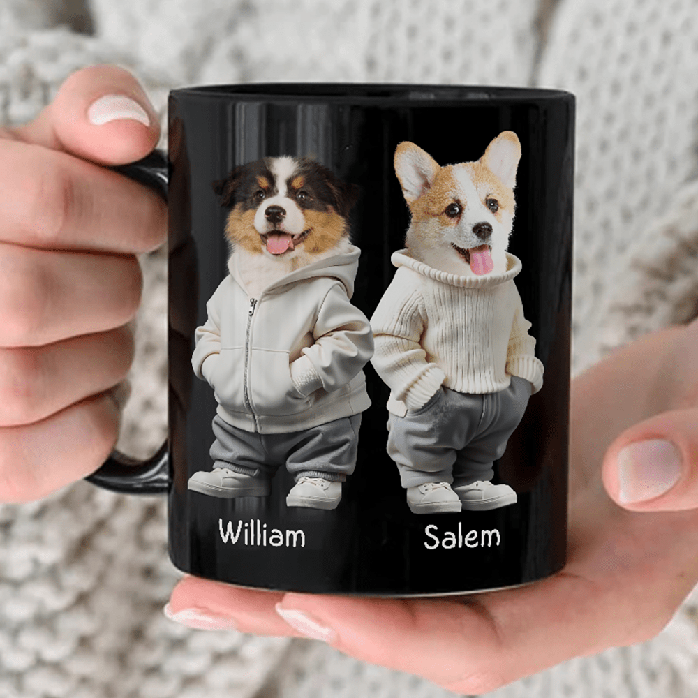 GeckoCustom Custom Photo Cool Dog, Cat Mug Gift For Dog Cat Pet Lover HA75 891846 Black Mug / 11oz