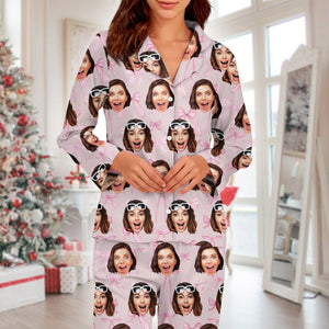 GeckoCustom Custom Photo Coquette Bows Christmas Pajamas For Bestie LM32 891987