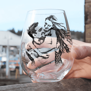 GeckoCustom Custom Photo Couple Stemless Wine Glass Unique Valentine's Day Gift HO82 893410 14.5 oz