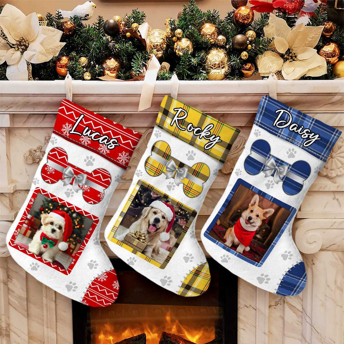 GeckoCustom Custom Photo Cute Dog Christmas Stocking HA75 891524