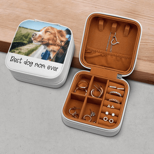 GeckoCustom Custom Photo Cute Dogs Jewelry Travel Box Gift For Dog Lovers HA75 891628 10*9.5*5cm / PU Leather & Pearl Velvet