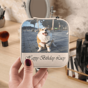 GeckoCustom Custom Photo Cute Dogs Jewelry Travel Box Gift For Dog Lovers HA75 891628 10*9.5*5cm / PU Leather & Pearl Velvet