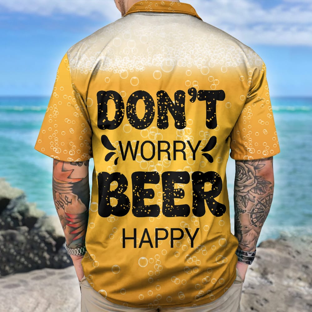 GeckoCustom Custom Photo Dad Fuel Don't Worry Beer Happy Hawaii Shirt TH10 891067