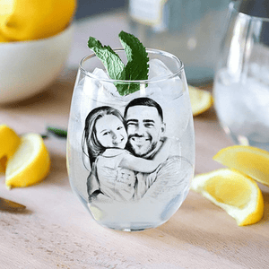 GeckoCustom Custom Photo Dad & Son, Dad & Daughter Family Stemless Wine Glass Unique Father's Day Gift HO82 893414 14.5 oz