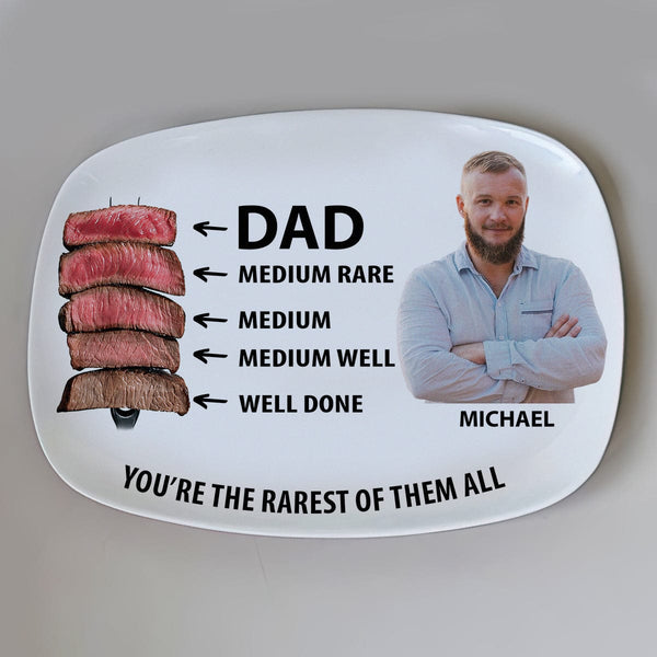 Custom Photo Dad Steak Doneness Chart Father's Day Platter DM01 891075