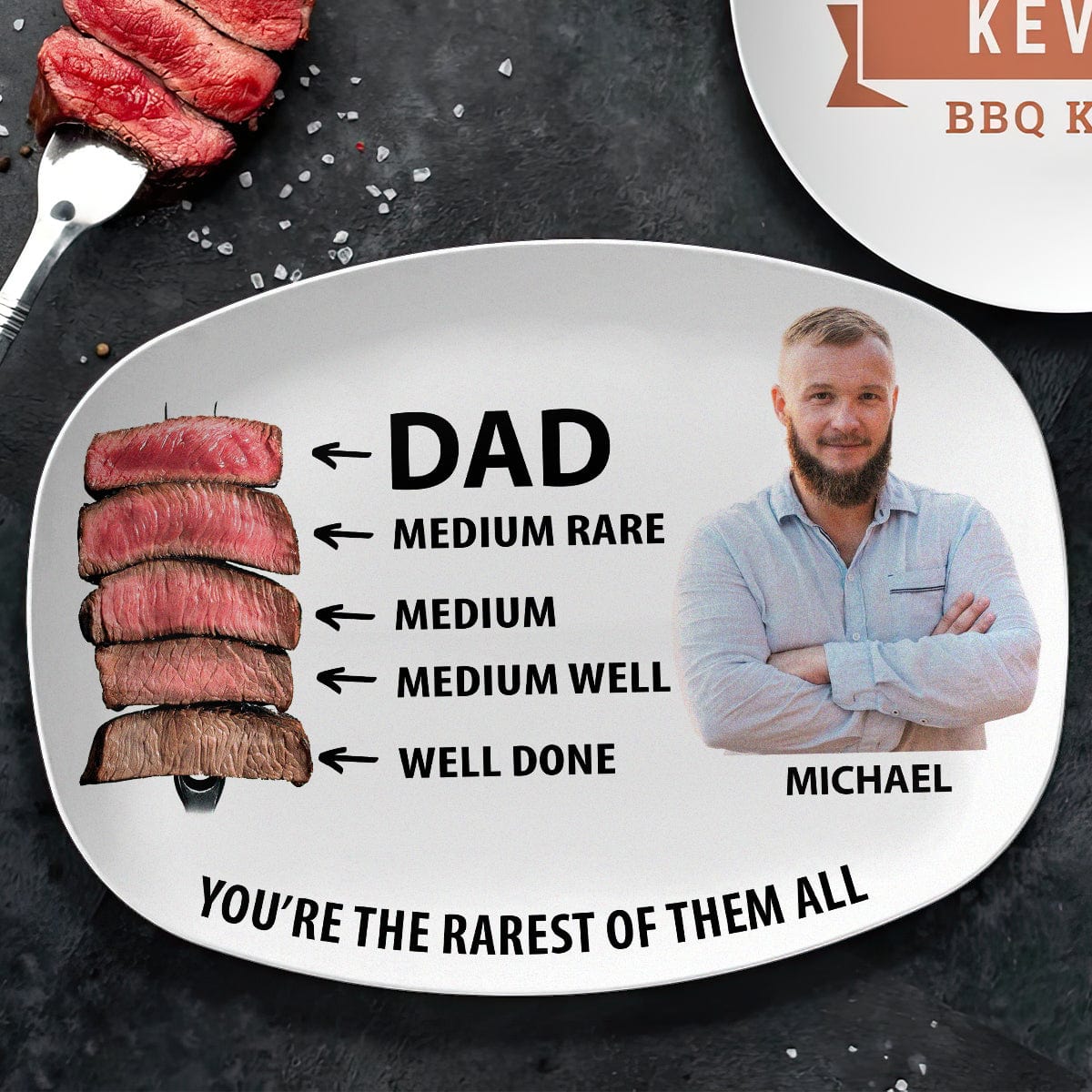 GeckoCustom Custom Photo Dad Steak Doneness Chart Father's Day Platter DM01 891075