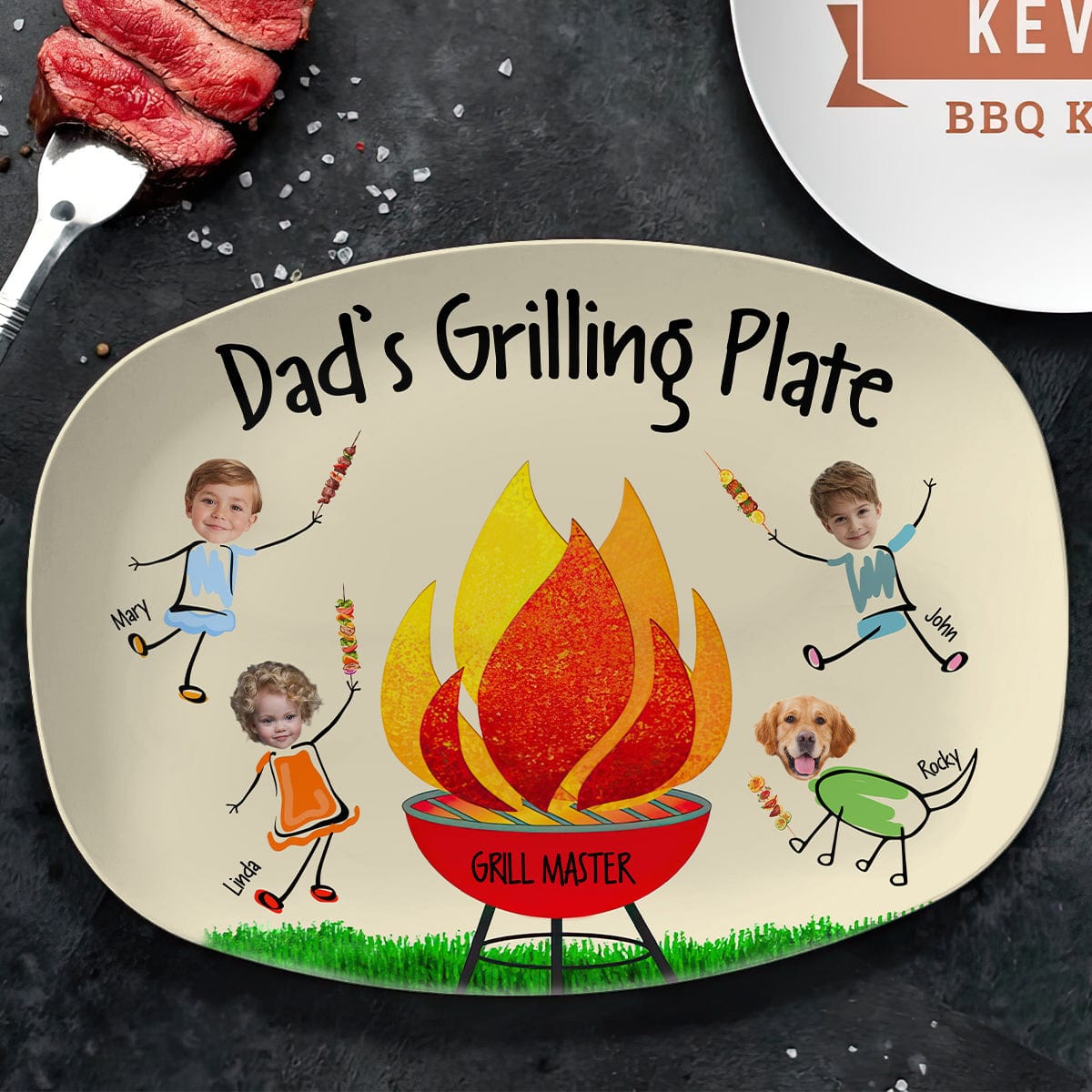GeckoCustom Custom Photo Daddy's Grilling Plate Father's Day Platter DM01 891073