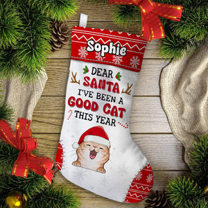 GeckoCustom Custom Photo Dear Santa I've Been A Very Good Cat Christmas Stocking T368 HA75 891462