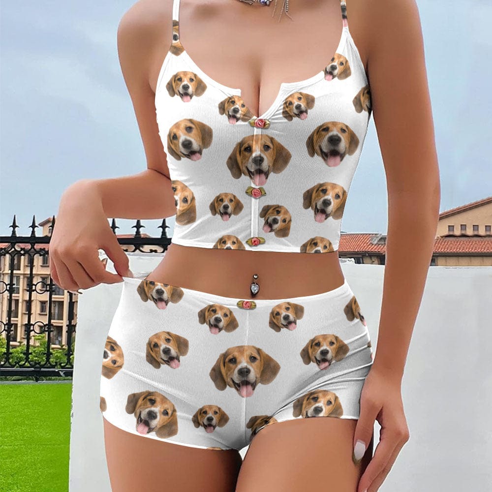 Custom Photo Dog And Cat Appliques Notched Neckline Lingerie Set N369 890057 Custom Photo Dog And Cat Appliques Notched Neckline Lingerie Set N369 890057