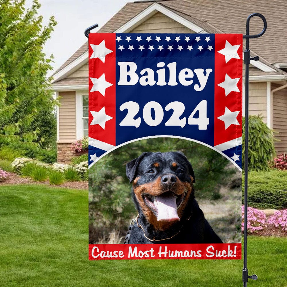 GeckoCustom Custom Photo Dog And Flag of the America Garden Flag TA29 889587