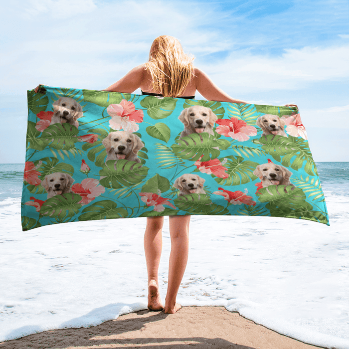 GeckoCustom Custom Photo Dog Beach Towel TA29 888429 30"x60"