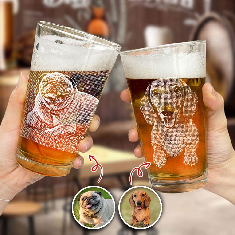 GeckoCustom Custom Photo Dog Cat Engraved Beer Glass TH10 891041 16oz