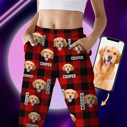 GeckoCustom Custom Photo Dog Cat Name Flannel Pajamas NA29 888737 For Adult / Only Pants / XS