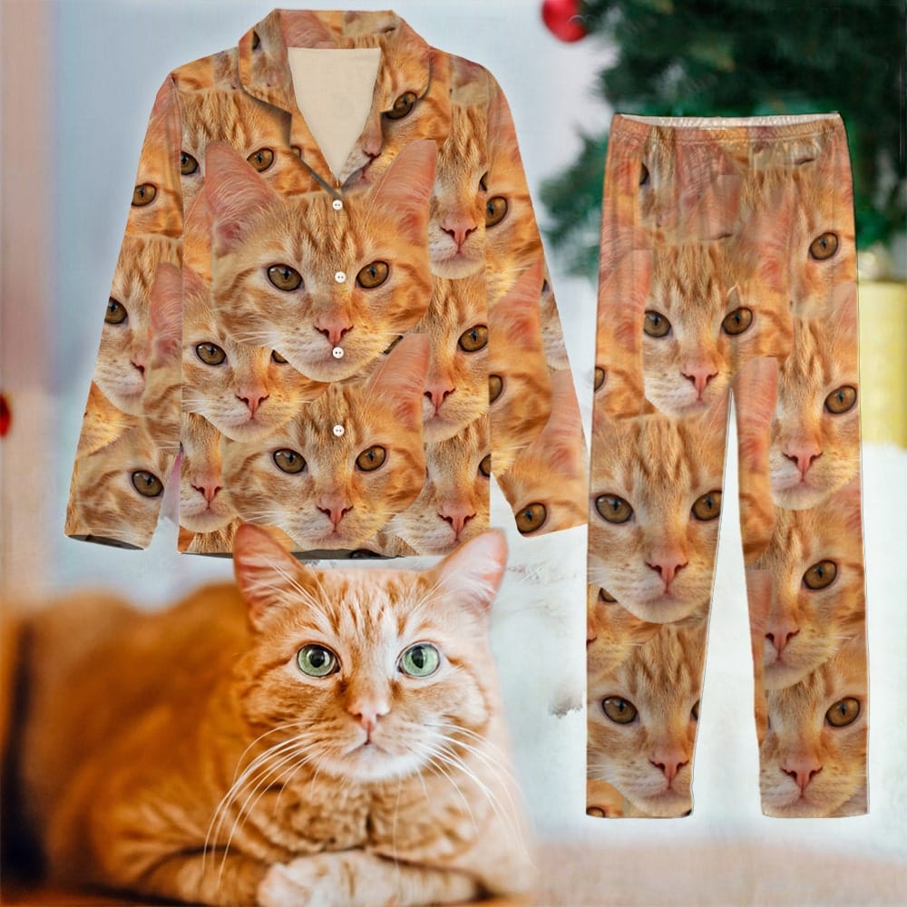 Orange cat pajamas sale