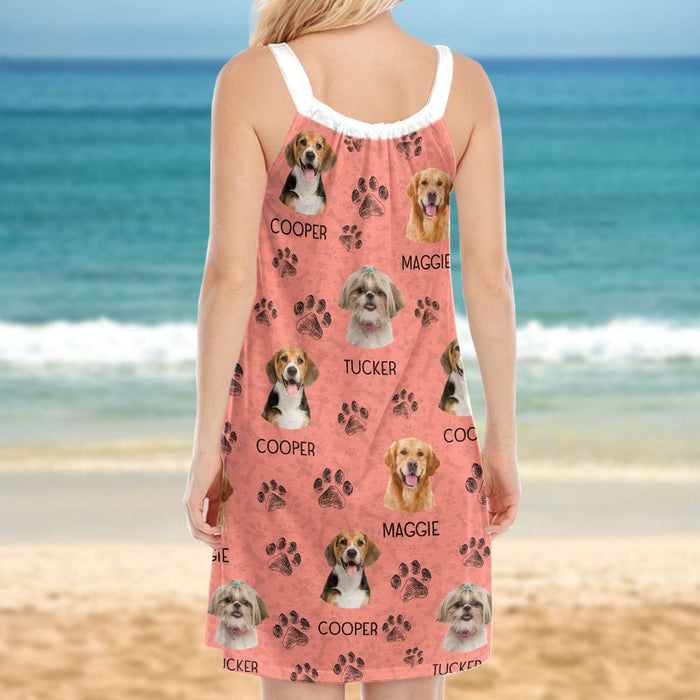 GeckoCustom Custom Photo Dog Cat Paw Women's Sleeveless Cami Dress N304 889394