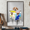 GeckoCustom Custom Photo Dog Cat Read Newspaper In Toilet Poster N304 890210