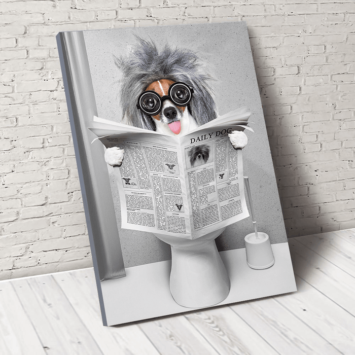 GeckoCustom Custom Photo Dog Cat Read Newspaper In Toilet Poster N304 890210