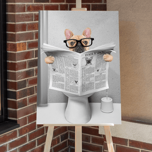GeckoCustom Custom Photo Dog Cat Read Newspaper In Toilet Poster N304 890210