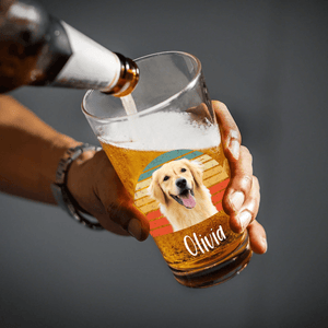GeckoCustom Custom Photo Dog Cat Retro Pet Beer Glass TH10 890951 16oz