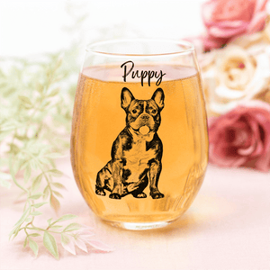 GeckoCustom Custom Photo Dog Cat Stemless Wine Glass Unique Dog Cat Lovers Gift HO82 893418 14.5 oz