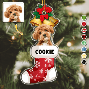 GeckoCustom Custom Photo Dog, Cat Stocking Acrylic Ornament HA75 891118