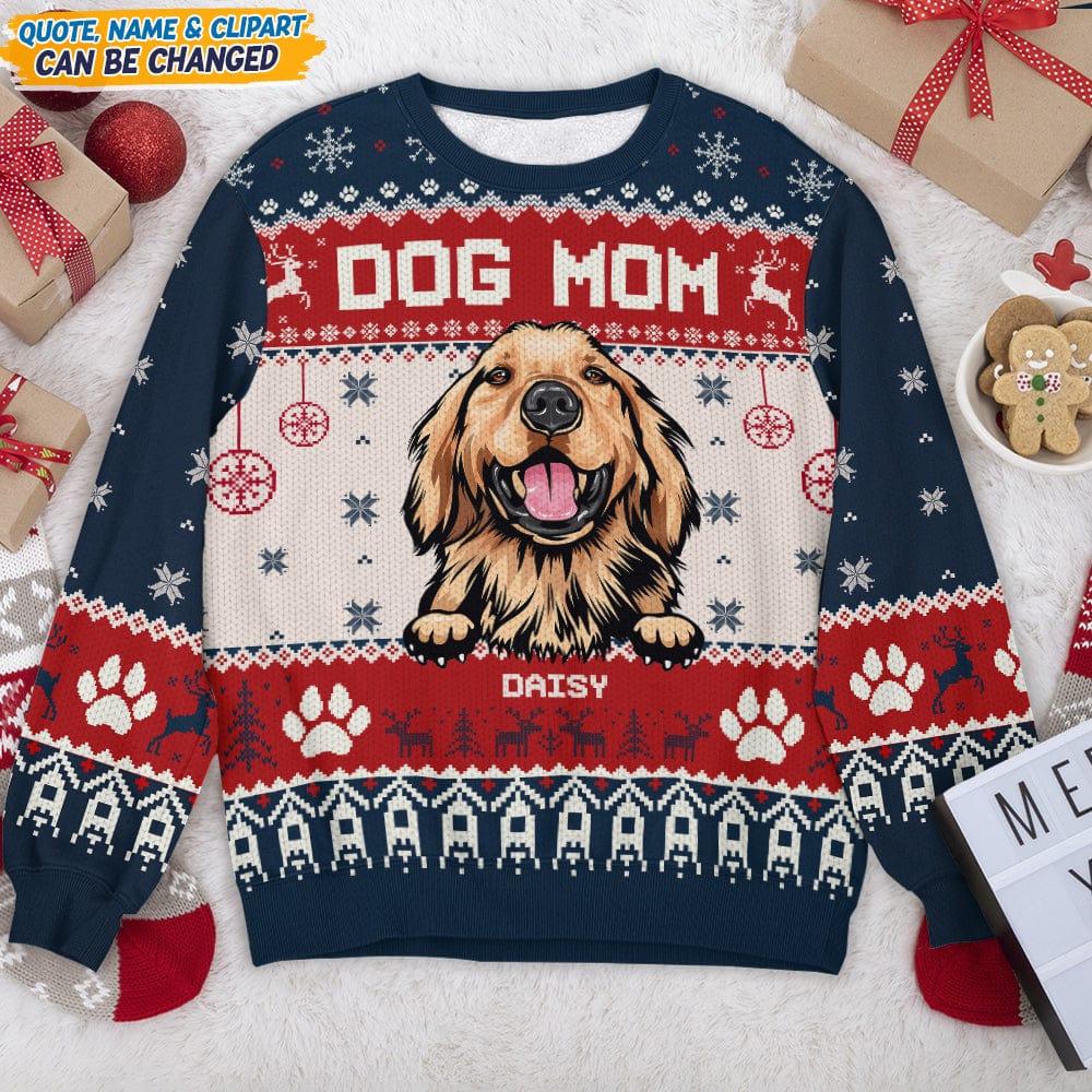 GeckoCustom Custom Photo Dog Dad Dog Mom Ugly Sweater N304 889929