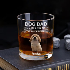 GeckoCustom Custom Photo Dog Dad The Man The Myth The Snack Dealer Print Rock Glass N304 HA75 891752 10.5 oz / 1 Side