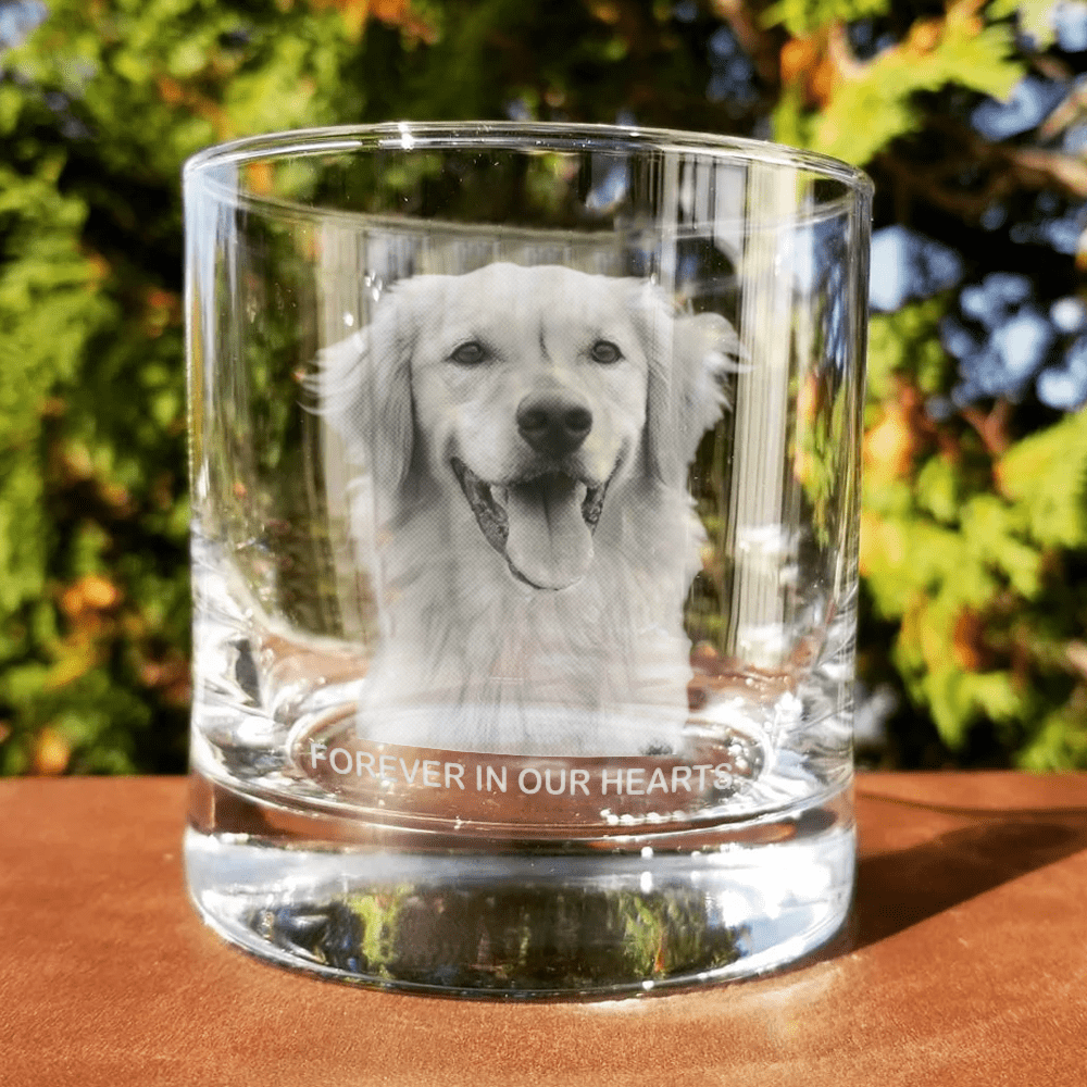 GeckoCustom Custom Photo Dog Forever In Our Hearts Memorial Gifts Rock Glass HA75 890556