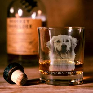GeckoCustom Custom Photo Dog Forever In Our Hearts Memorial Gifts Rock Glass HA75 890556