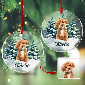 GeckoCustom Custom Photo Dog Glass Ornament For Christmas HA75 891552