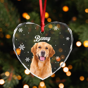 GeckoCustom Custom Photo Dog Heart Shaped Glass Ornament For Christmas HA75 891558