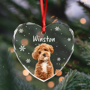 GeckoCustom Custom Photo Dog Heart Shaped Glass Ornament For Christmas HA75 891558