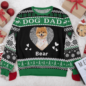 GeckoCustom Custom Photo Dog Mom Cat Mom Dog Dad Cat Dad All-Over-Print Ugly Sweater HO82 893110