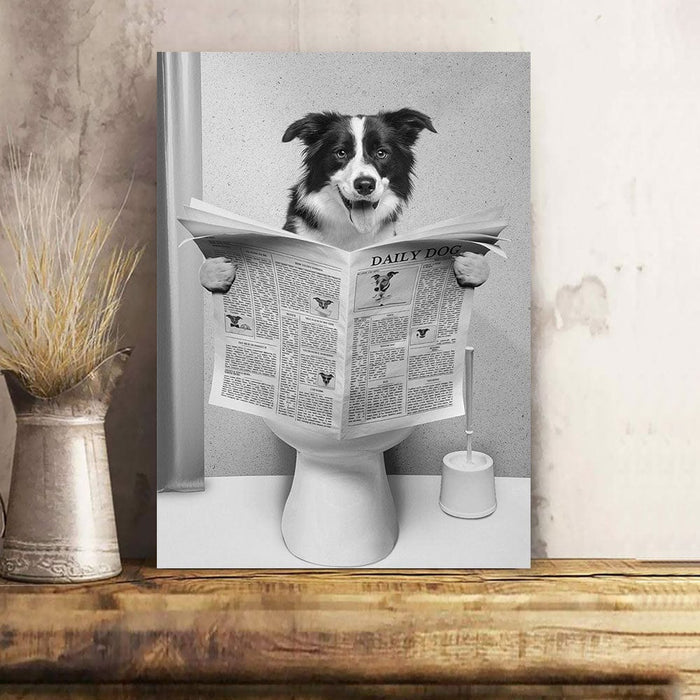 GeckoCustom Custom Photo Dog Read Newspaper In Toilet Poster N304 890210
