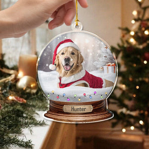 GeckoCustom Custom Photo Dog Snowglobe Acrylic Ornament HA75 891598