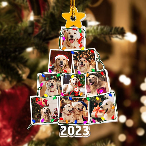 GeckoCustom Custom Photo Dog With Christmas Tree Acrylic Ornament N304 890103