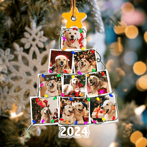 GeckoCustom Custom Photo Dog With Christmas Tree Acrylic Ornament N304 890103