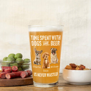 GeckoCustom Custom Photo Easily Distracted By Dogs And Beer Dog Print Beer Glass HA75 891224