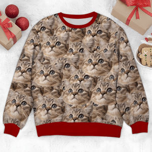 GeckoCustom Custom Photo Face Pawsitive Ugly Sweater For Cat Lovers N304 HA75 891384