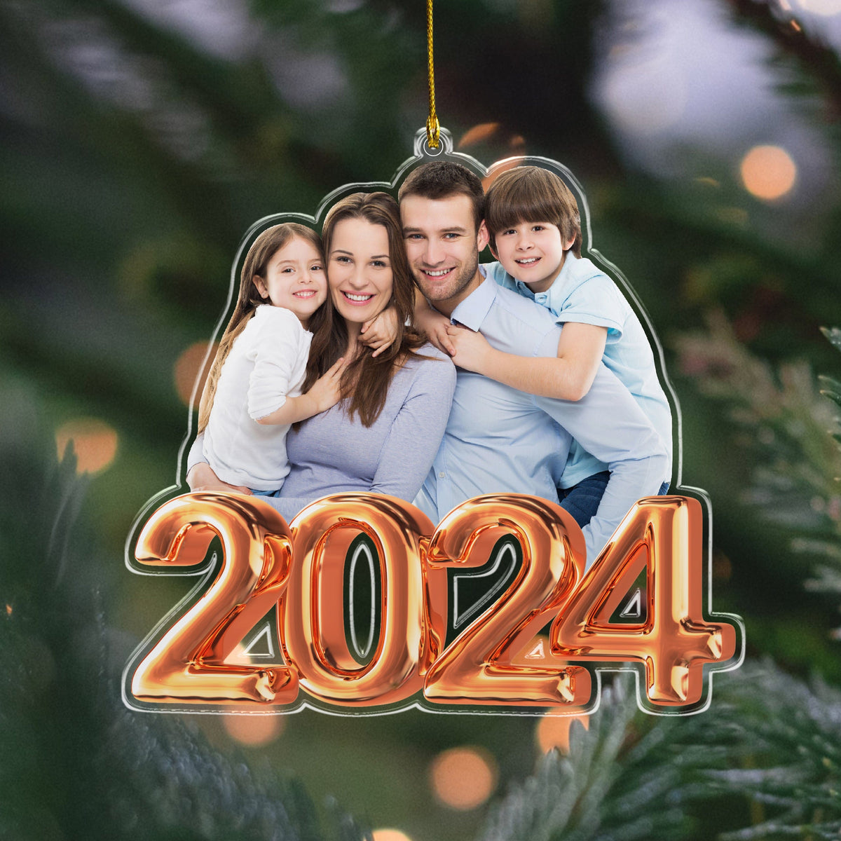 GeckoCustom Custom Photo Family, Friends Christmas Balloon Acrylic Ornament HA75 891170