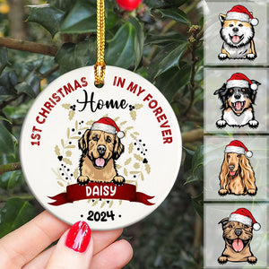 GeckoCustom Custom Photo First Christmas In My Forever Home Dog Ceramic Ornament TH10 891363