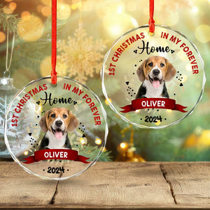 GeckoCustom Custom Photo First Christmas In My Forever Home Dog Ornament HA75 891450