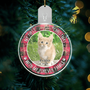 GeckoCustom Custom Photo First Christmas Pet Lovers Circle Led Acrylic Ornament HO82 893306 3 inches