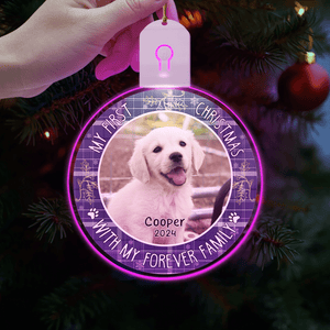 GeckoCustom Custom Photo First Christmas Pet Lovers Circle Led Acrylic Ornament HO82 893306 3 inches