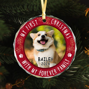 GeckoCustom Custom Photo First Christmas Pet Lovers Glass Ornament HA75 891538