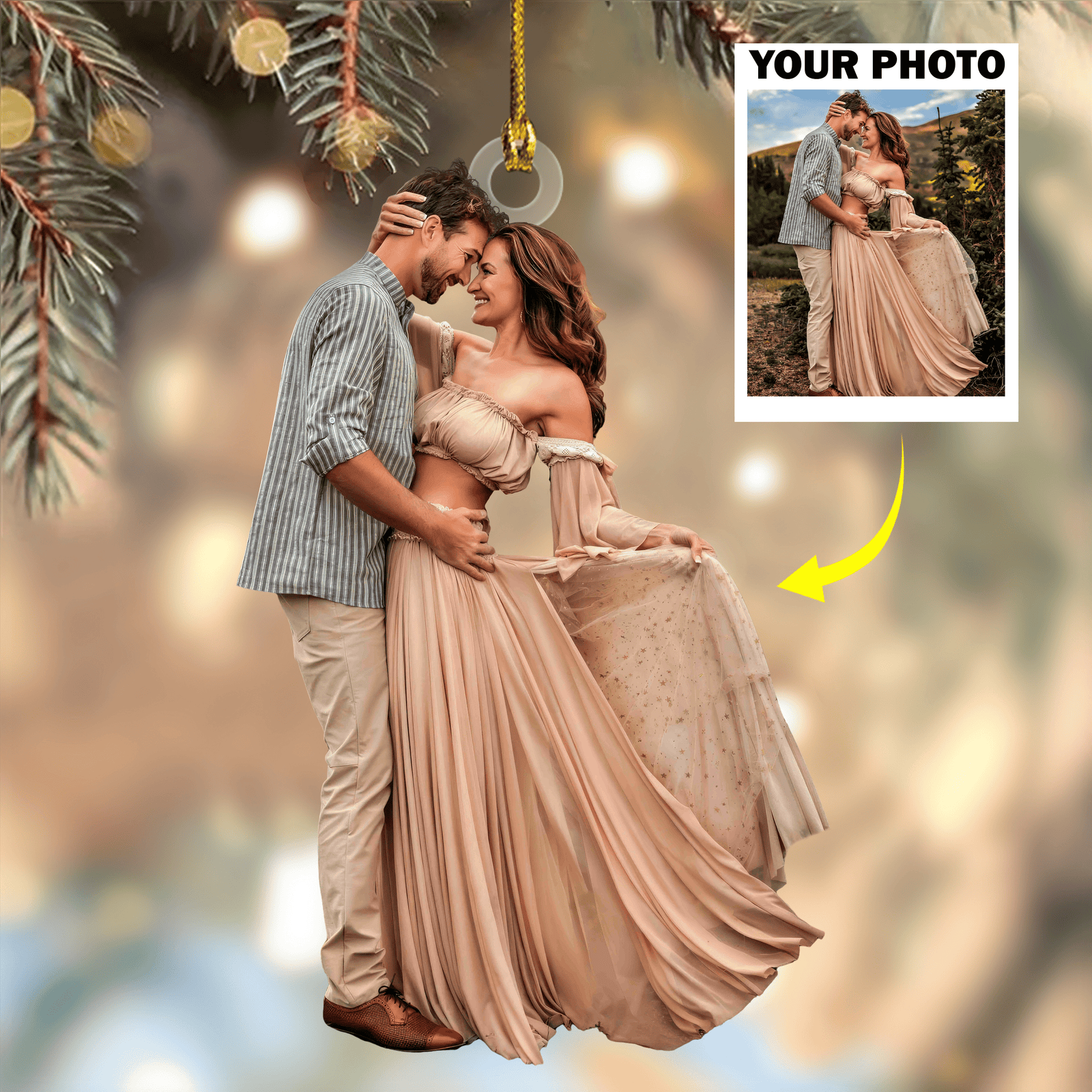 GeckoCustom Custom Photo For Couple Acrylic Ornament Christmas DM01 891411