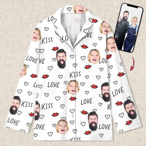 GeckoCustom Custom Photo For Couple Pajamas TA29 888855 For Adult / Only Shirt / S